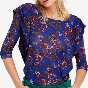 Free People Dock Street Ruffle Floral Top